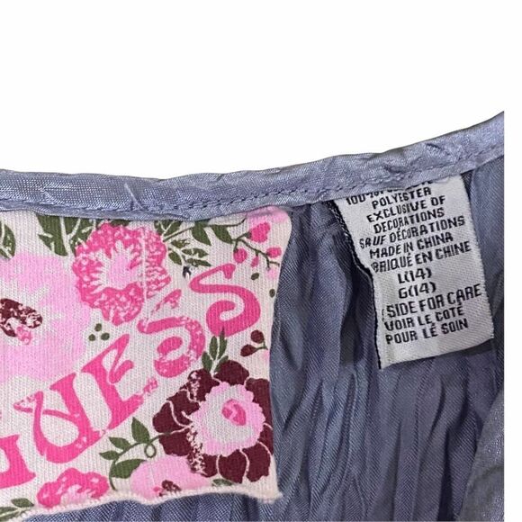 Girls Guess Gray Satin Dress with Pink Satin Belt - Picture 2 of 4